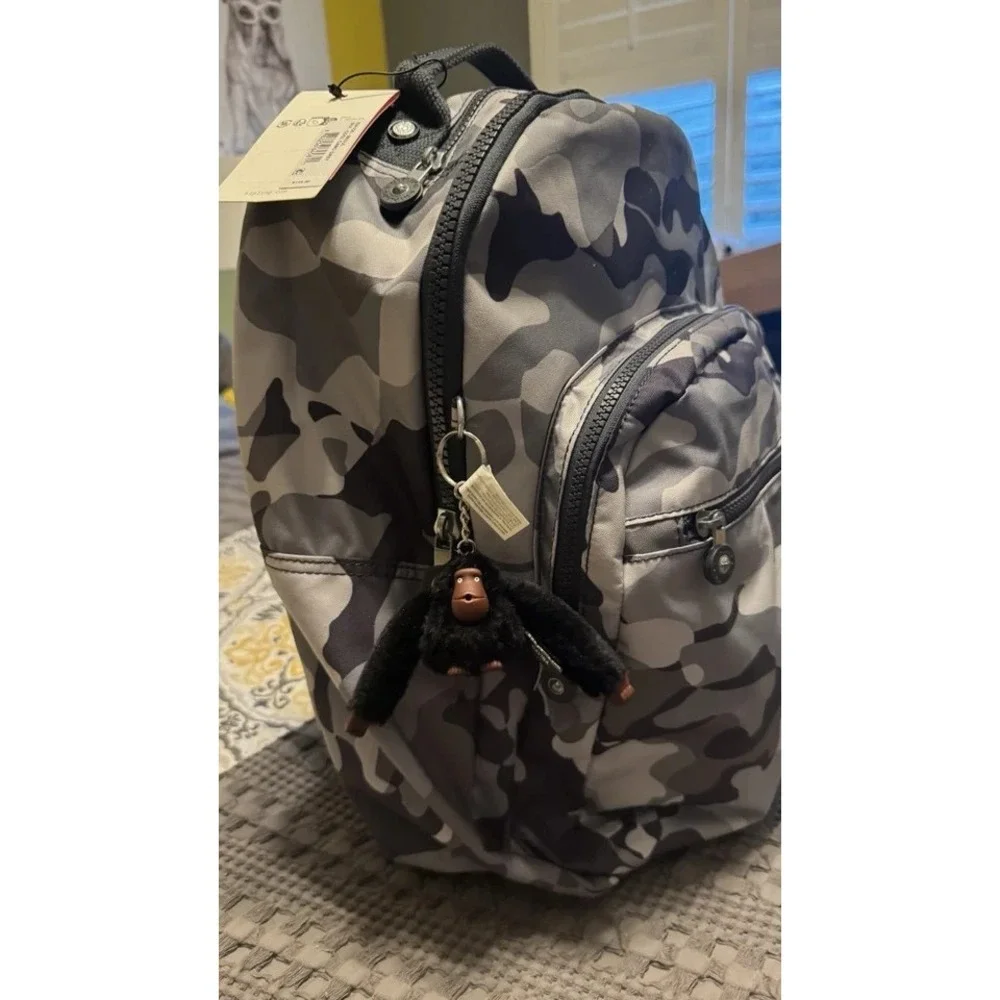Kipling Seoul Laptop Backpack Grey Camo Tonal NWT! MSRP $134